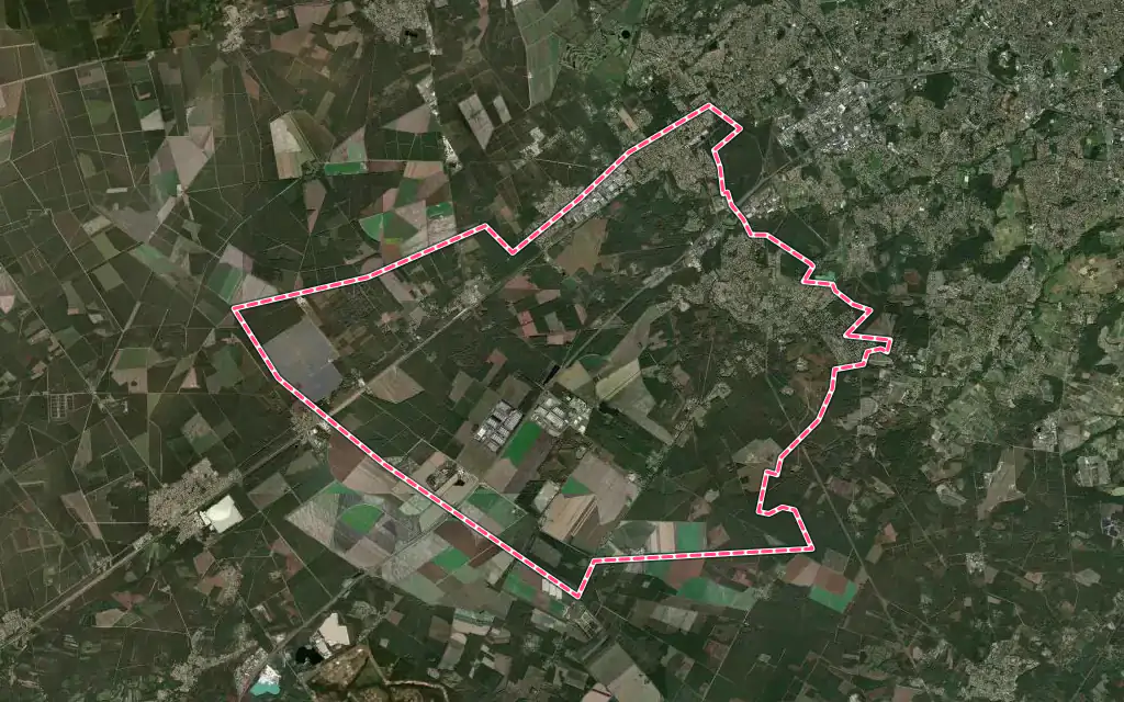 Vue satellite de Cestas avec ses contours administratifs