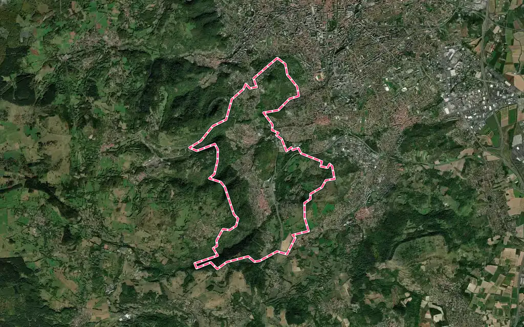 Vue satellite de Ceyrat avec ses contours administratifs