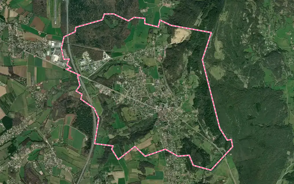 Vue satellite de Ceyzériat avec ses contours administratifs