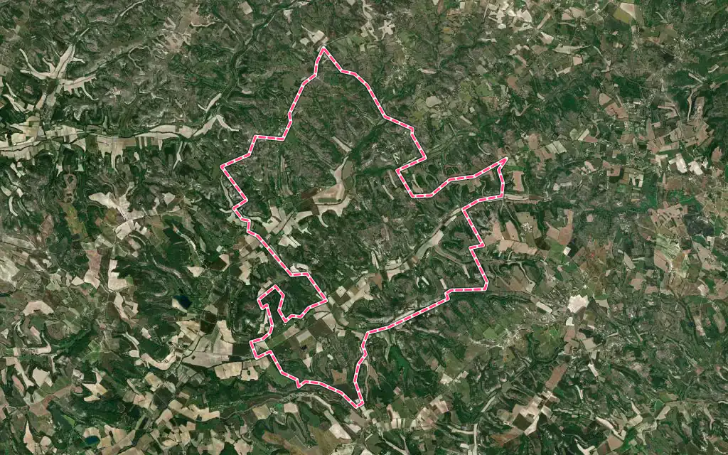 Vue satellite de Cézac avec ses contours administratifs