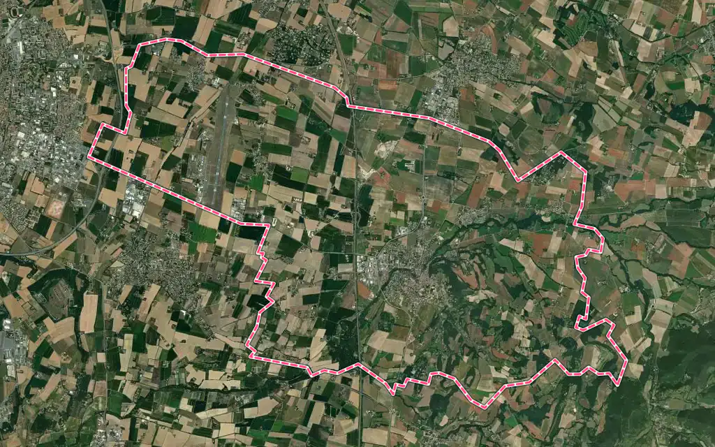 Vue satellite de Chabeuil avec ses contours administratifs