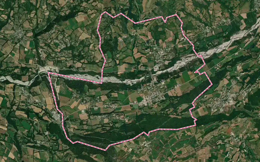 Vue satellite de Chabottes avec ses contours administratifs