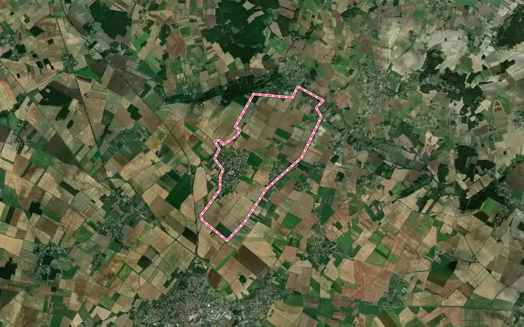 Vue satellite de Chabournay avec ses contours administratifs
