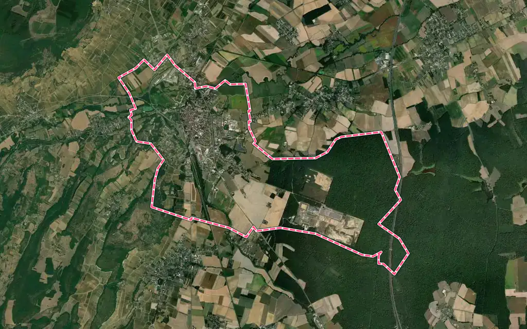 Vue satellite de Chagny avec ses contours administratifs