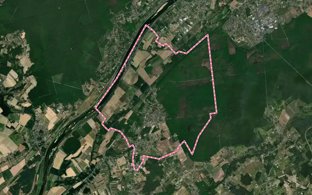 Vue satellite de Chailles avec ses contours administratifs