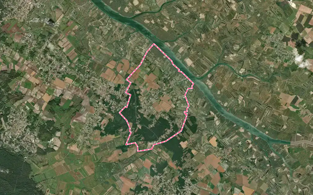 Vue satellite de Chaillevette avec ses contours administratifs