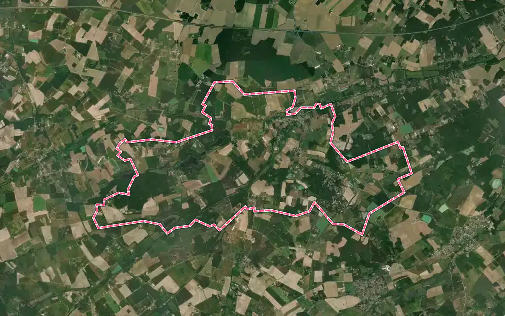 Vue satellite de Chailly-en-Gâtinais avec ses contours administratifs