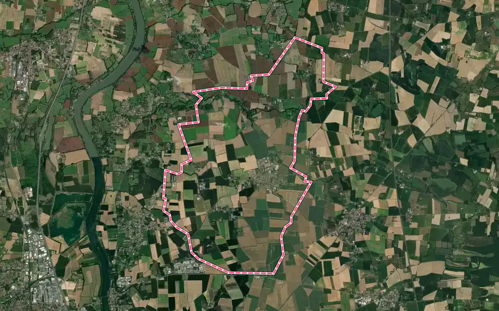 Vue satellite de Chaleins avec ses contours administratifs