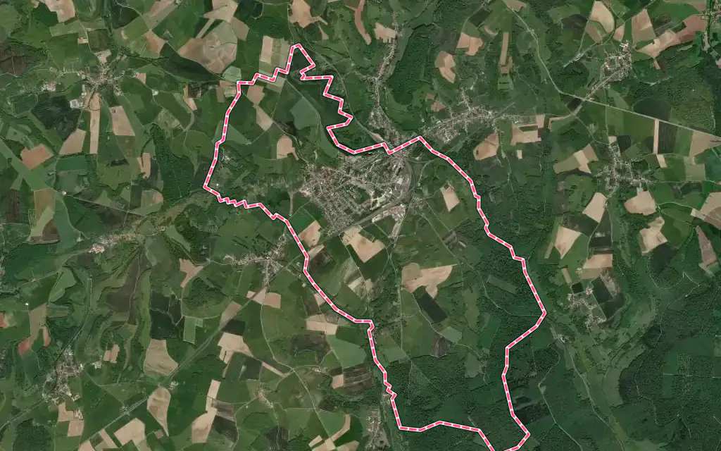 Vue satellite de Chalindrey avec ses contours administratifs
