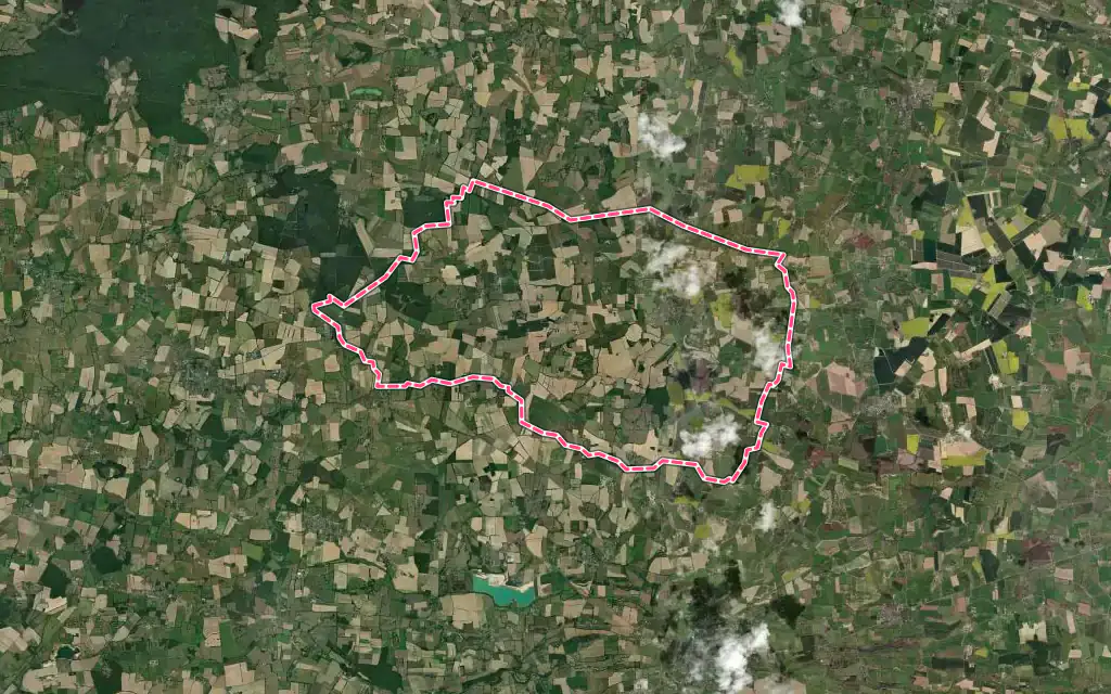 Vue satellite de Challain-la-Potherie avec ses contours administratifs
