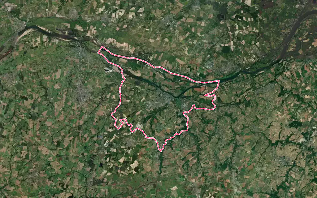 Vue satellite de Chalonnes-sur-Loire avec ses contours administratifs