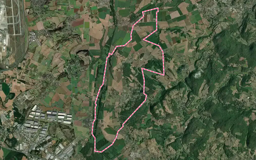 Vue satellite de Chamagnieu avec ses contours administratifs