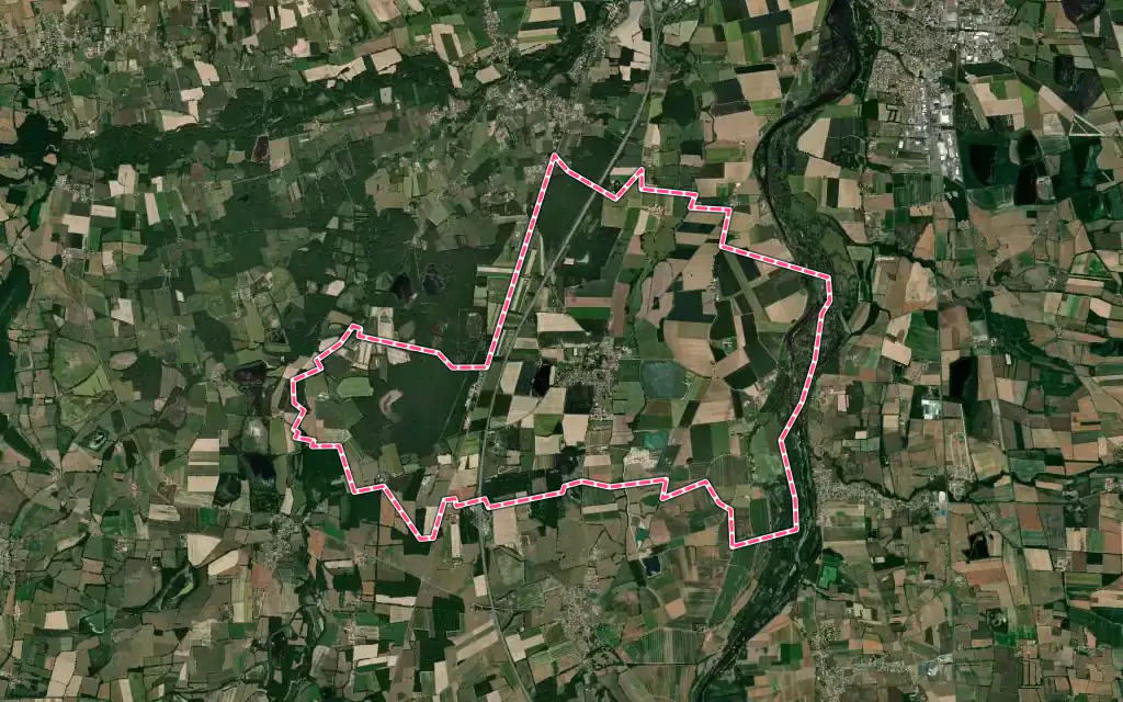 Vue satellite de Chambéon avec ses contours administratifs
