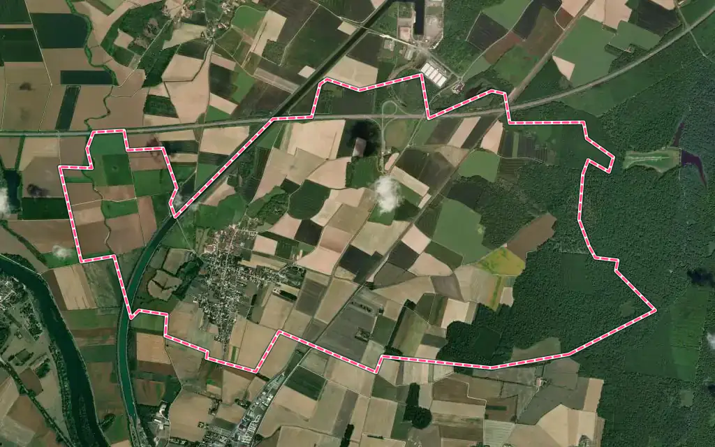 Vue satellite de Chamblanc avec ses contours administratifs
