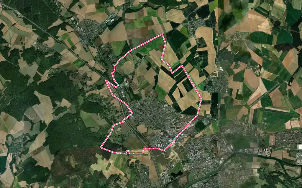 Vue satellite de Chambly avec ses contours administratifs