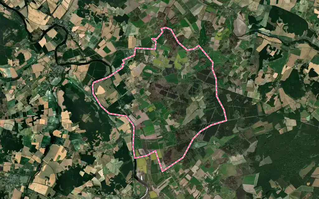 Vue satellite de Chambon avec ses contours administratifs