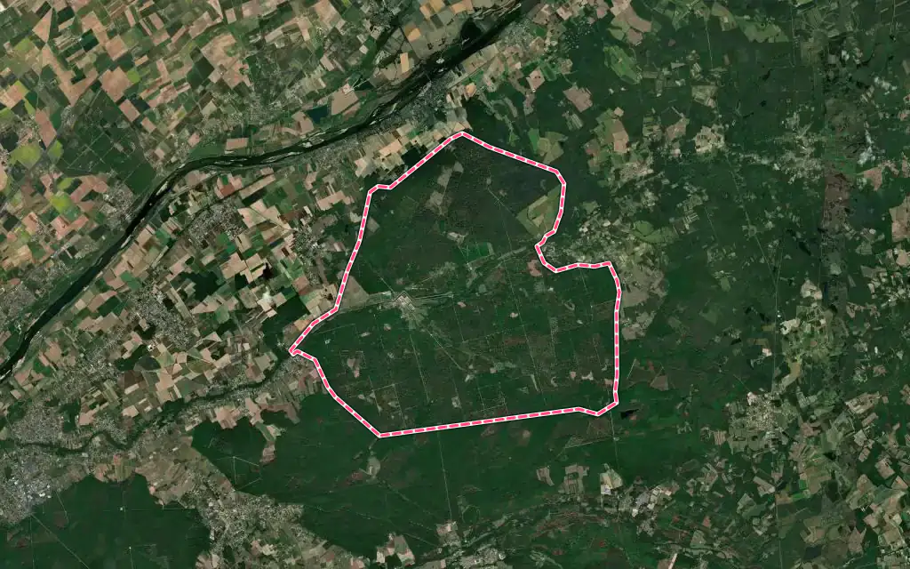 Vue satellite de Chambord avec ses contours administratifs