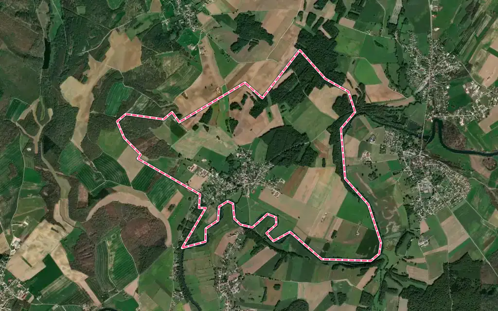 Vue satellite de Chambornay-lès-Pin avec ses contours administratifs
