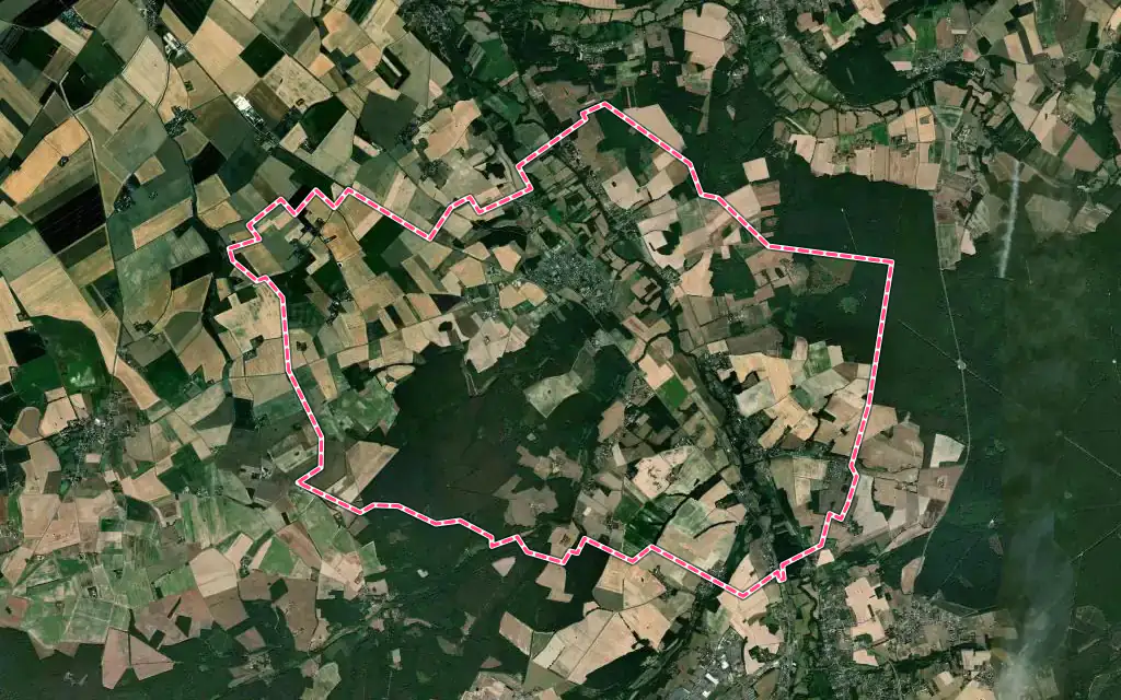 Vue satellite de Chambourg-sur-Indre avec ses contours administratifs