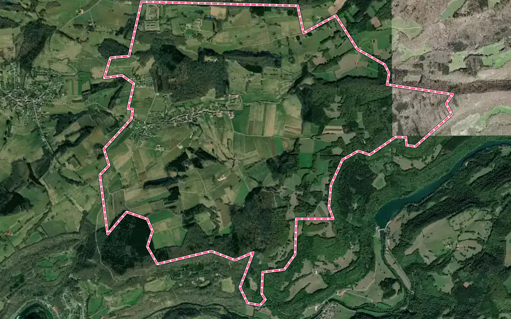 Vue satellite de Chamesol avec ses contours administratifs