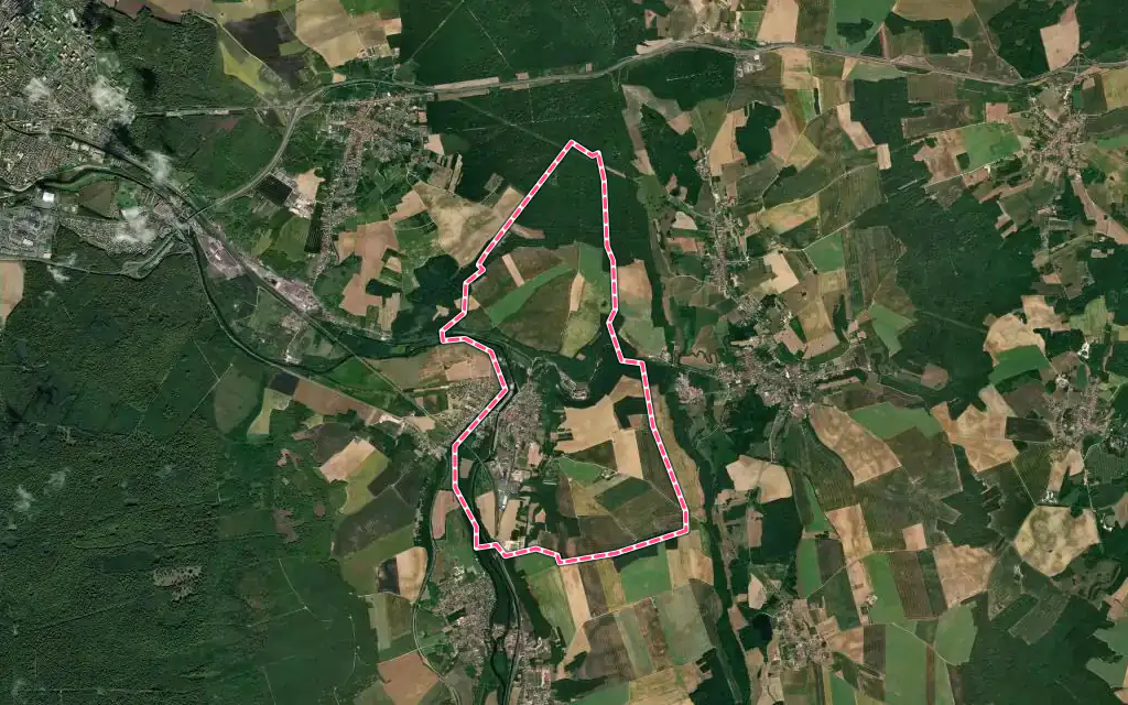 Vue satellite de Chamouilley avec ses contours administratifs