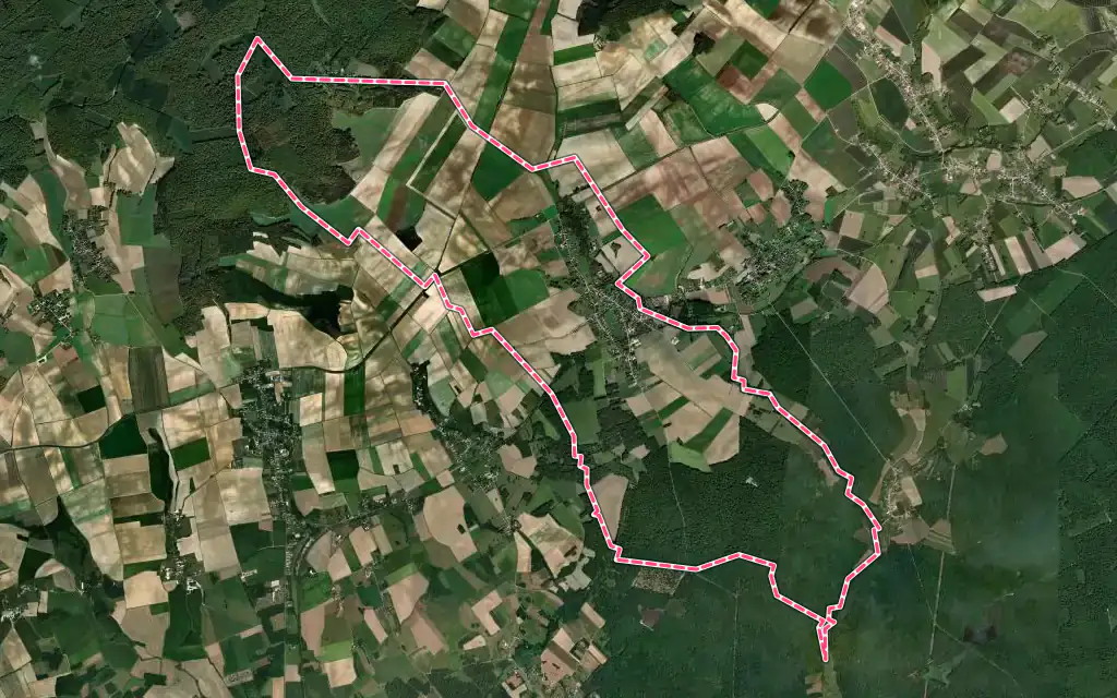 Vue satellite de Chamoy avec ses contours administratifs