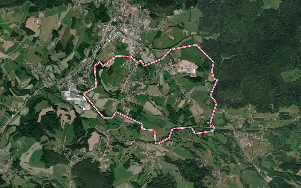Vue satellite de Champ-le-Duc avec ses contours administratifs