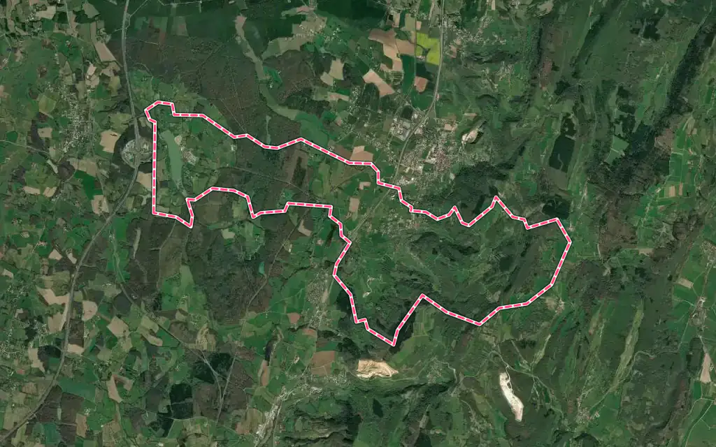 Vue satellite de Champagnat avec ses contours administratifs