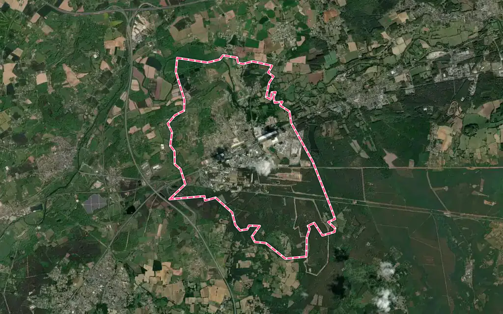 Vue satellite de Champagné avec ses contours administratifs