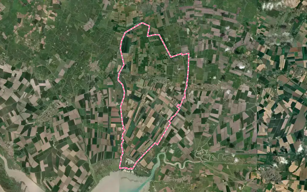 Vue satellite de Champagné-les-Marais avec ses contours administratifs