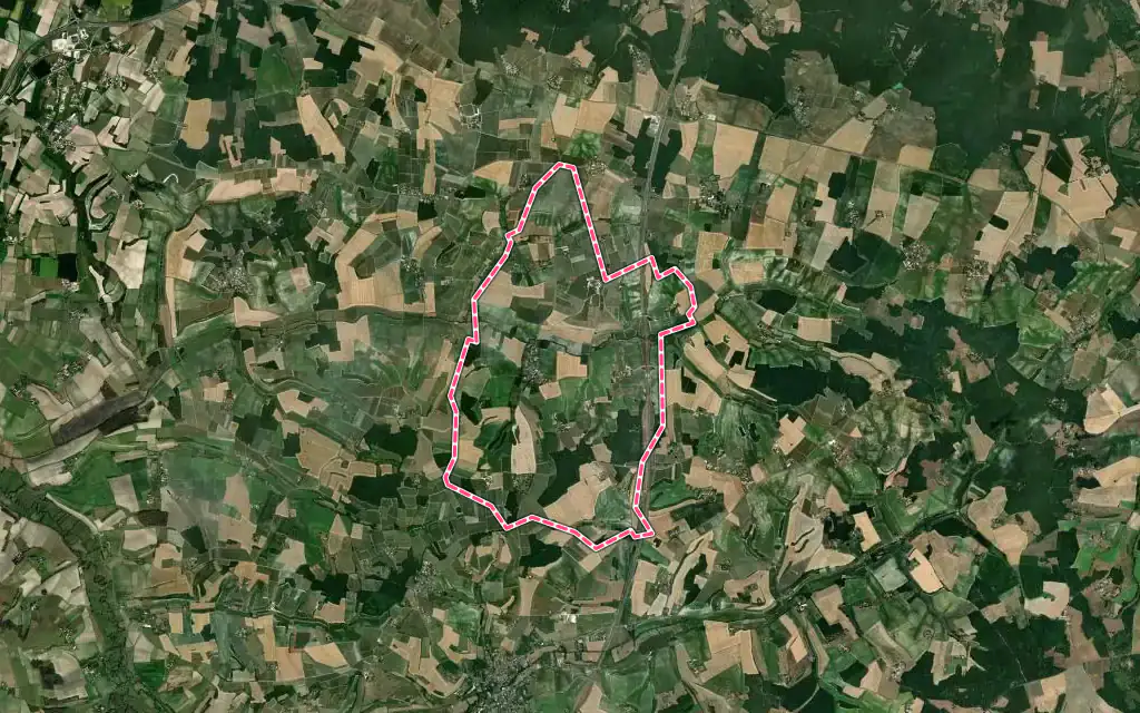 Vue satellite de Champagne-Vigny avec ses contours administratifs