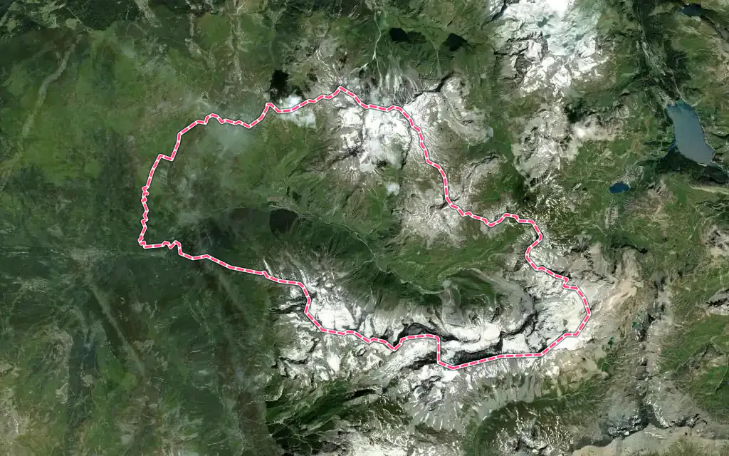 Vue satellite de Champagny-en-Vanoise avec ses contours administratifs