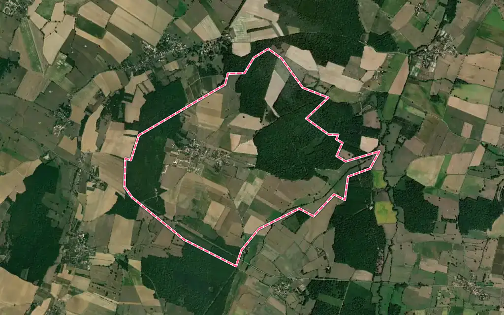 Vue satellite de Champagny-sous-Uxelles avec ses contours administratifs