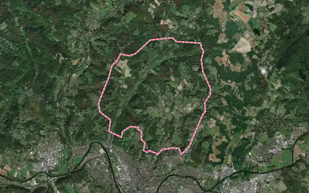 Vue satellite de Champcevinel avec ses contours administratifs