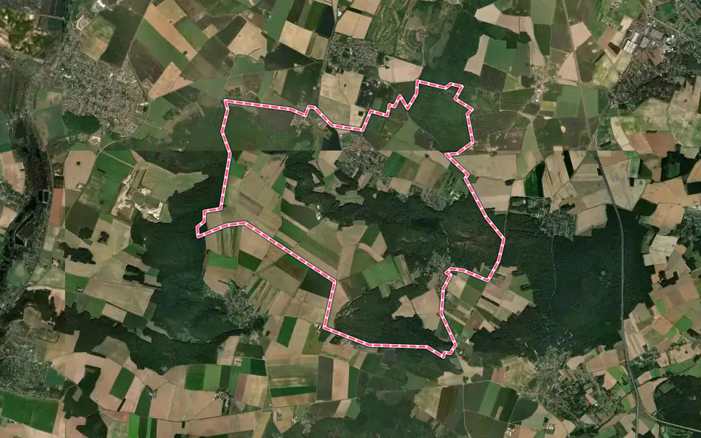 Vue satellite de Champcueil avec ses contours administratifs