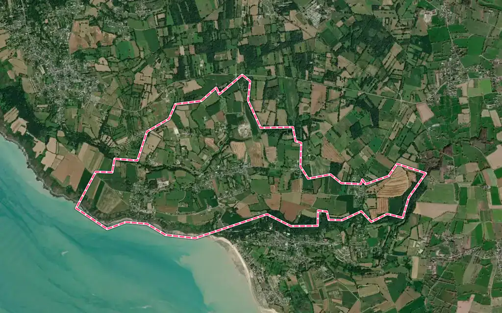 Vue satellite de Champeaux avec ses contours administratifs
