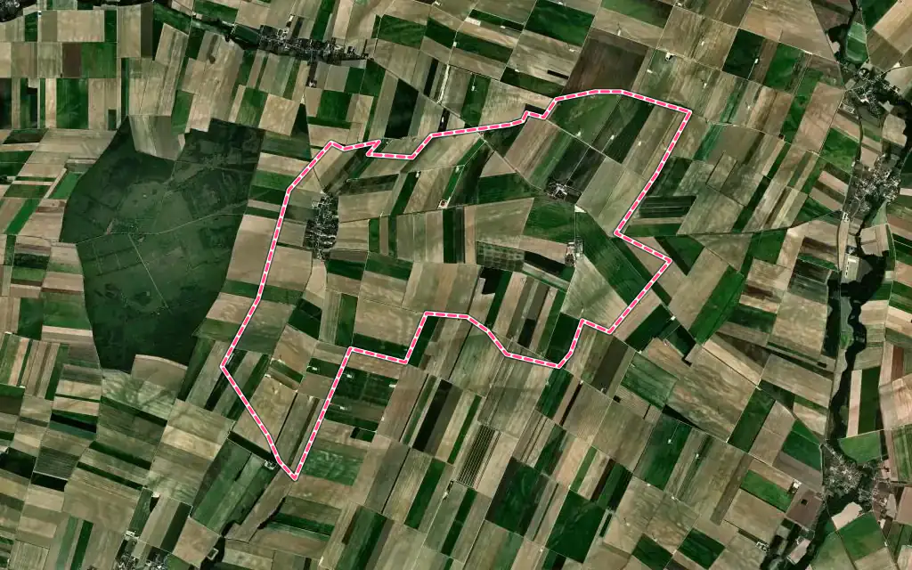 Vue satellite de Champfleury avec ses contours administratifs
