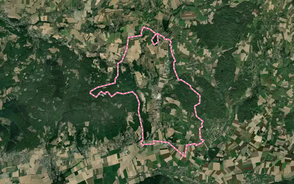 Vue satellite de Champier avec ses contours administratifs
