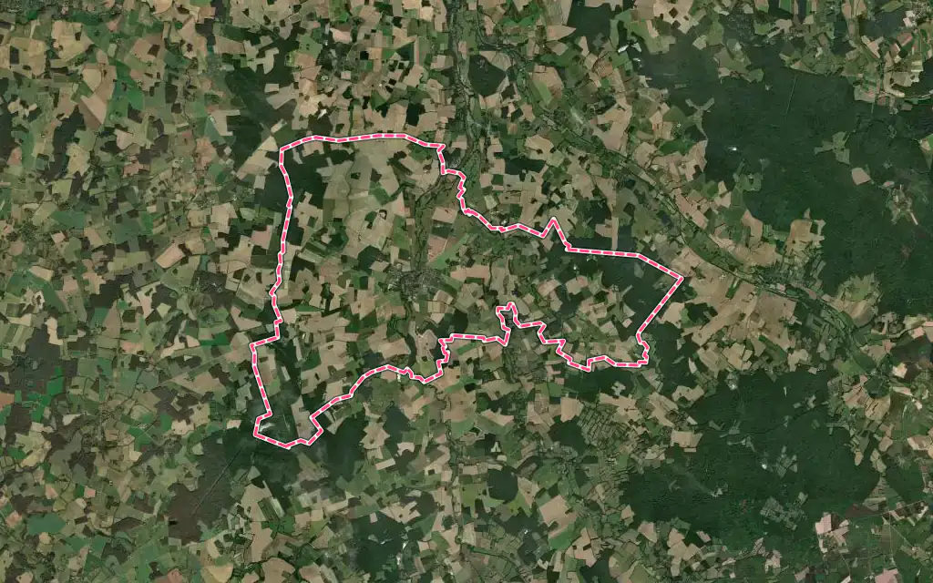 Vue satellite de Champignelles avec ses contours administratifs