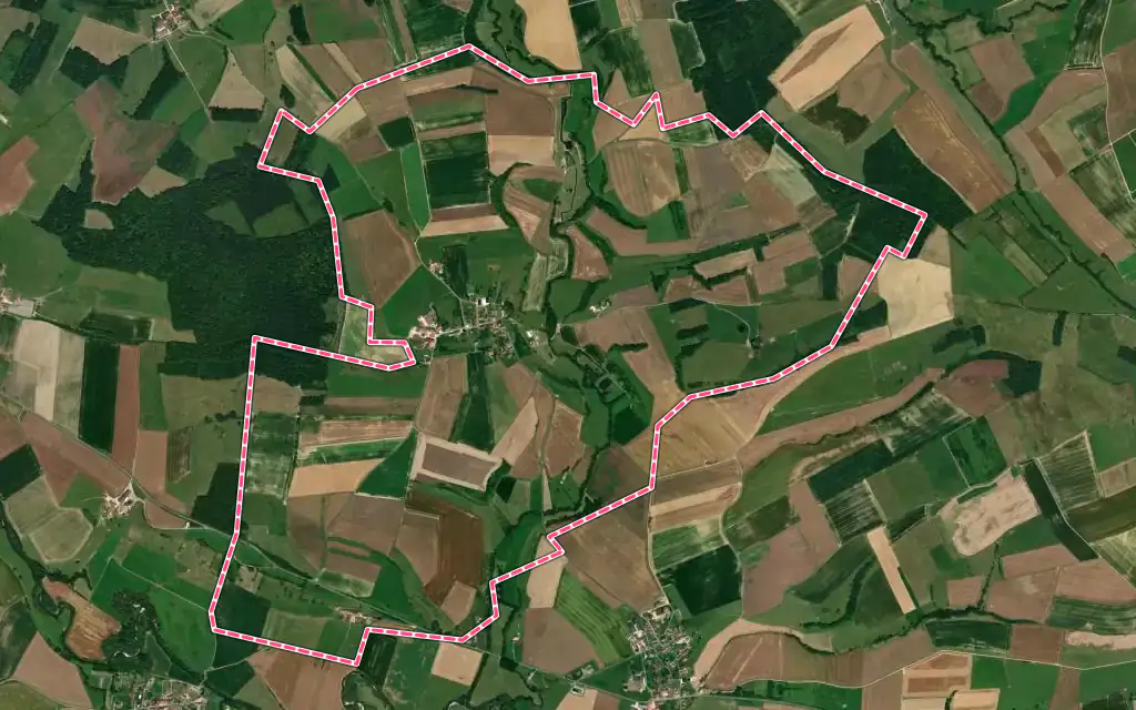 Vue satellite de Champigneulle avec ses contours administratifs