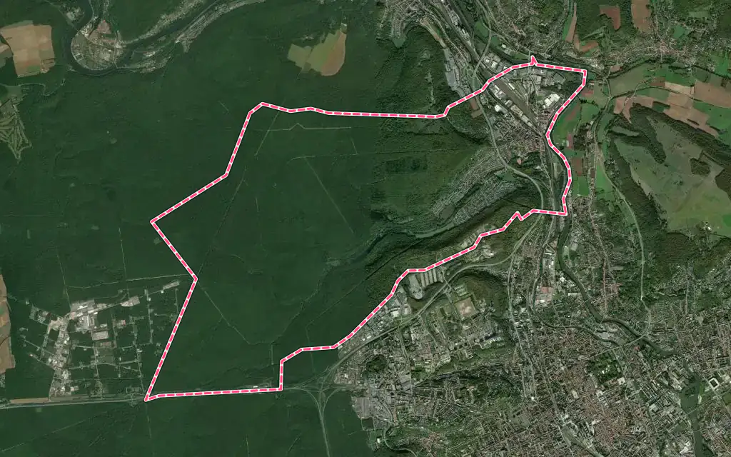 Vue satellite de Champigneulles avec ses contours administratifs