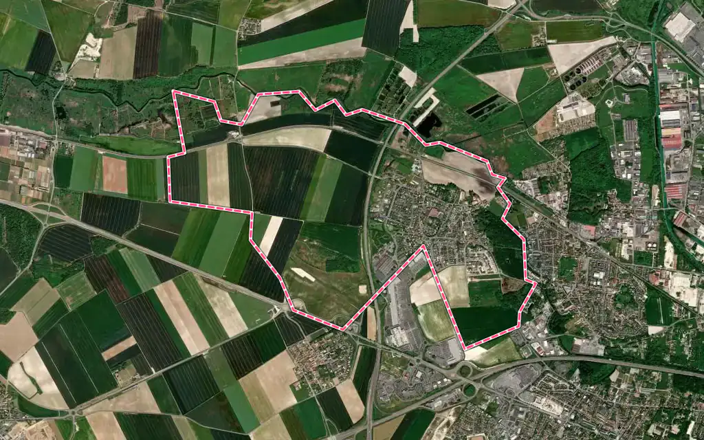 Vue satellite de Champigny avec ses contours administratifs
