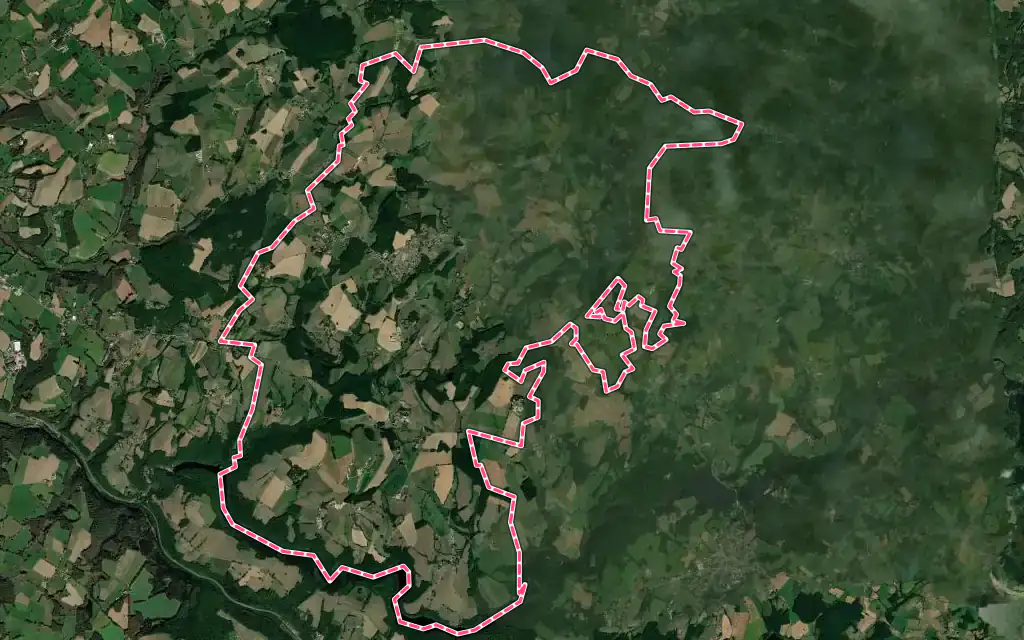 Vue satellite de Champnétery avec ses contours administratifs
