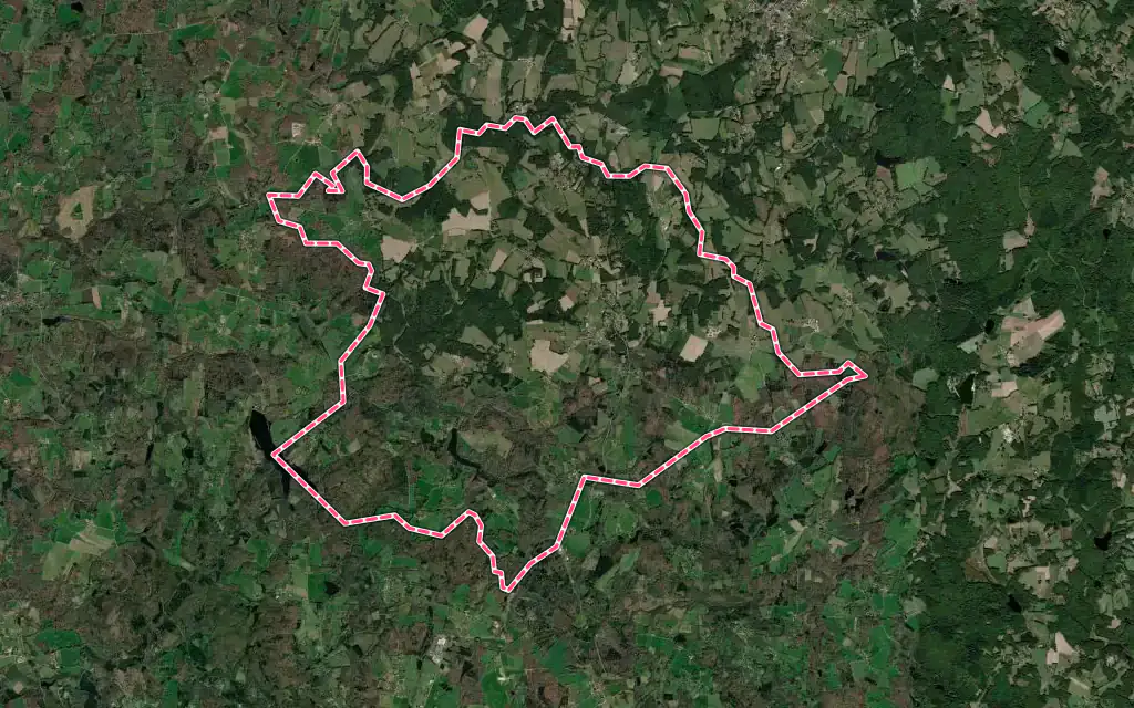 Vue satellite de Champniers-et-Reilhac avec ses contours administratifs