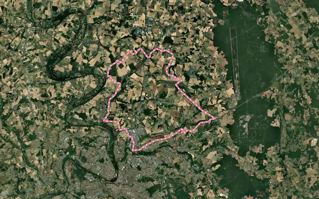 Vue satellite de Champniers avec ses contours administratifs