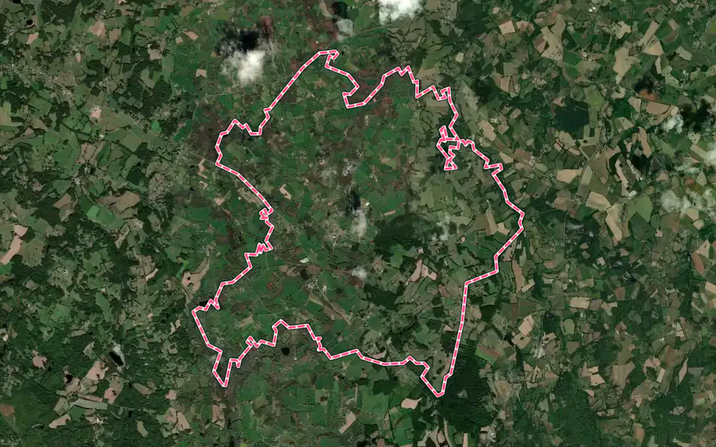 Vue satellite de Champsac avec ses contours administratifs