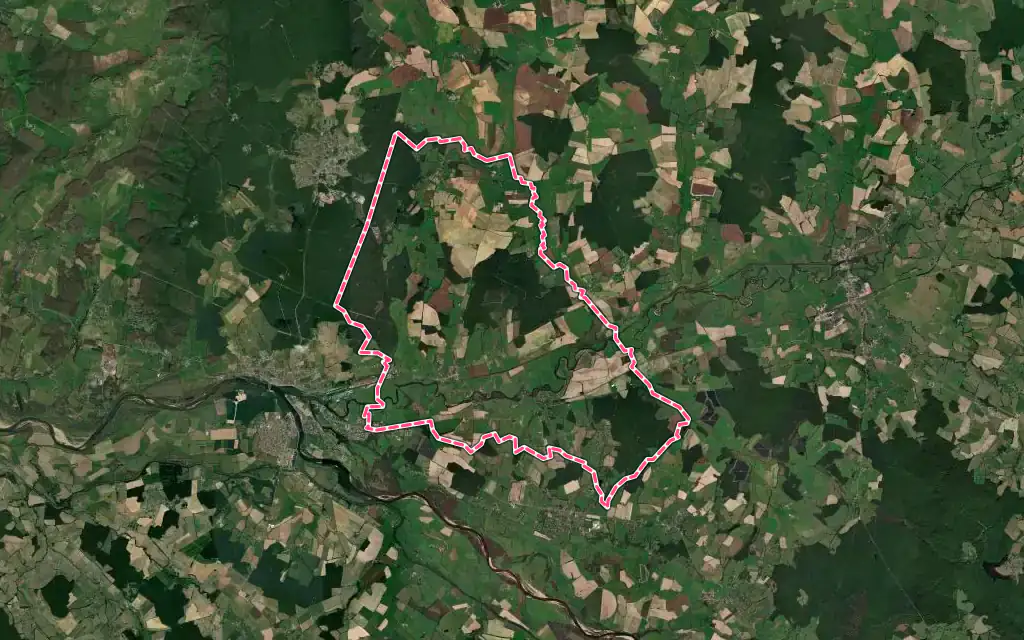 Vue satellite de Champvert avec ses contours administratifs