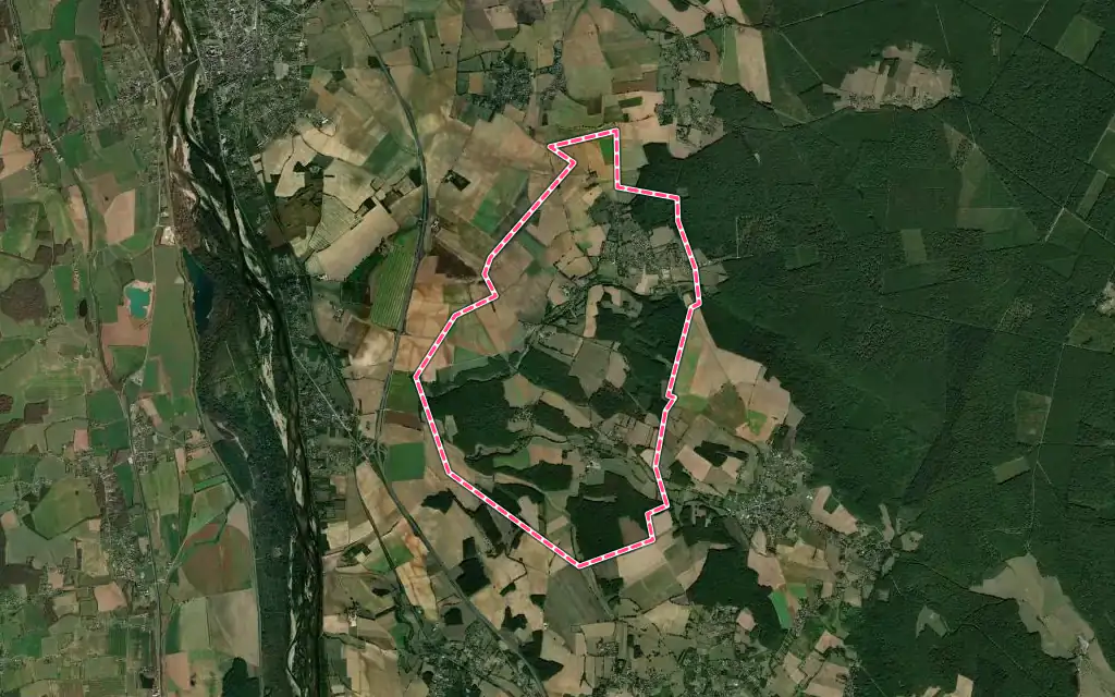 Vue satellite de Champvoux avec ses contours administratifs