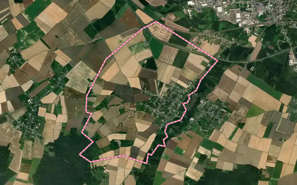 Vue satellite de Chamvres avec ses contours administratifs