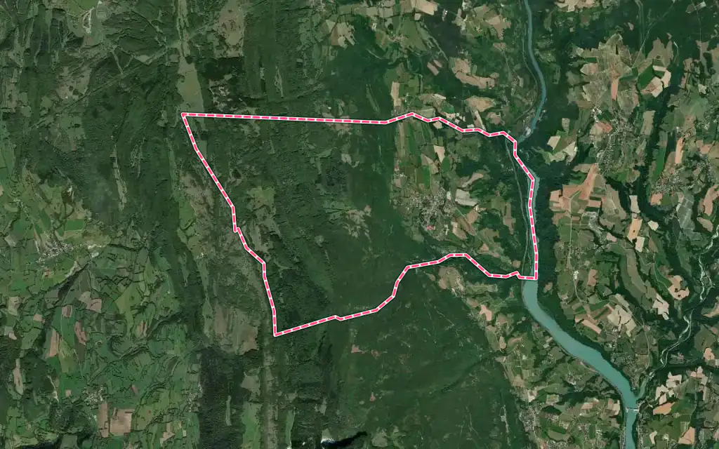 Vue satellite de Chanay avec ses contours administratifs